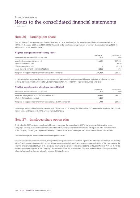 Annual report 2010 - plazacenters