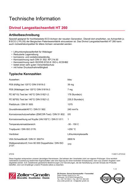 Technische Information - Zeller+Gmelin GmbH