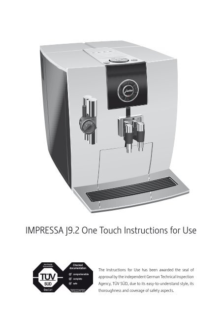 Instructions for Use, Manual JURA IMPRESSA J9.2