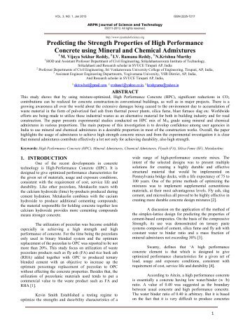 Predicting the Strength Properties of High Performance Concrete ...