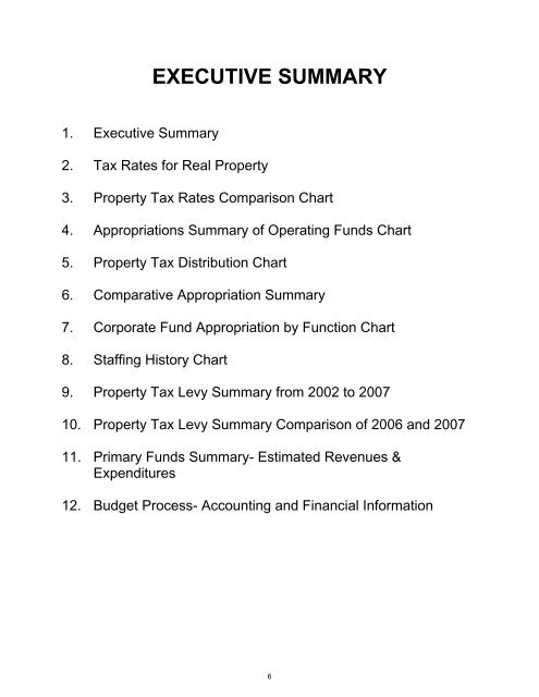 FY 2007 Budget - Forest Preserve District of Cook County