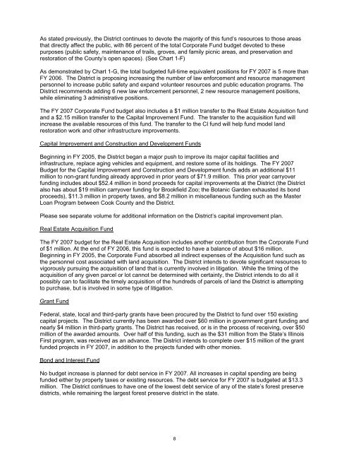 FY 2007 Budget - Forest Preserve District of Cook County