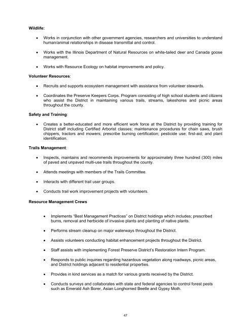 FY 2007 Budget - Forest Preserve District of Cook County