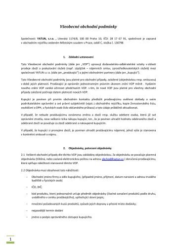 Všeobecné obchodní podmínky - yatun