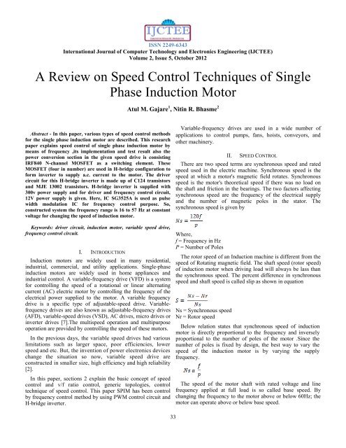 A Review on Speed Control Techniques of Single Phase Induction ...