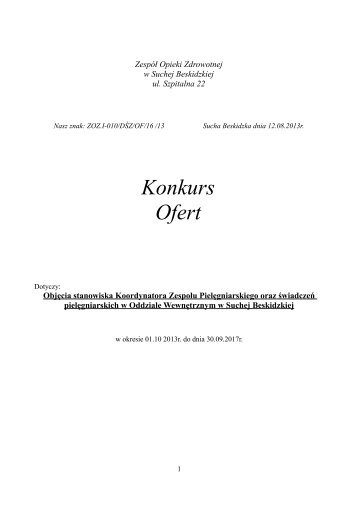 Specyfikacja i zalaczniki.pdf - ZespÃ³Å Opieki Zdrowotnej w Suchej ...