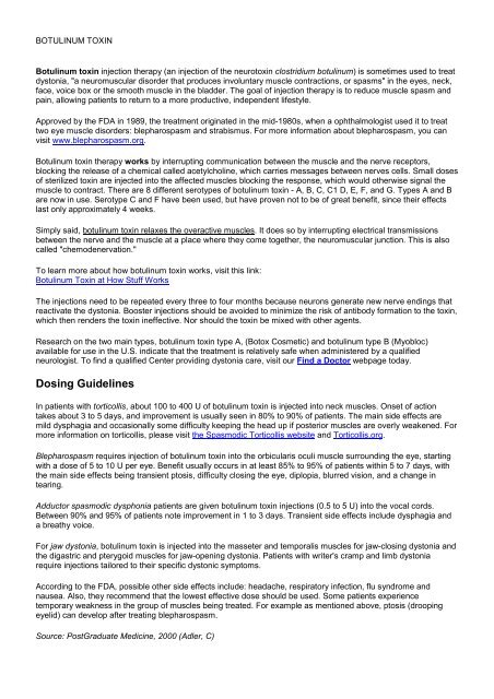 Daisonic Inj Botulinum Toxin Therapy - Care4Dystonia