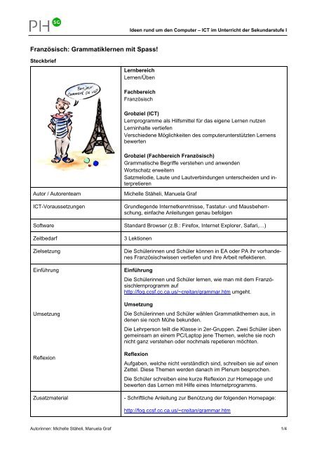 Franzosisch Grammatiklernen Mit Spass