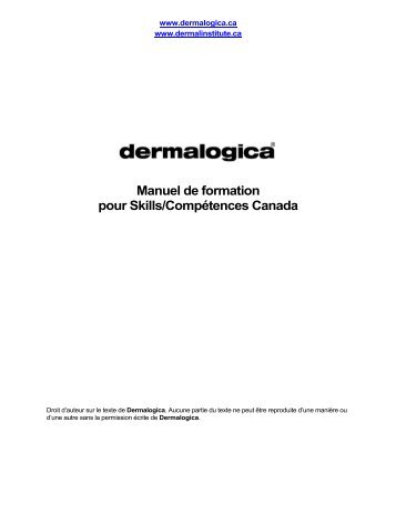 Dermalogica Manuel de formation - Skills Canada