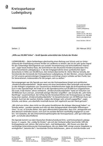 Pressemitteilung Spende Kinderschutzbund - Kreissparkasse ...