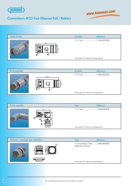 Connecteurs de commande M 23 / Boîtiers