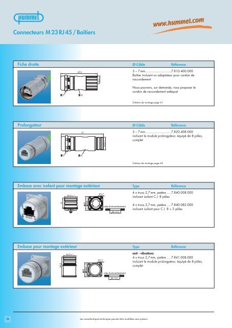 Connecteurs de commande M 23 / Boîtiers