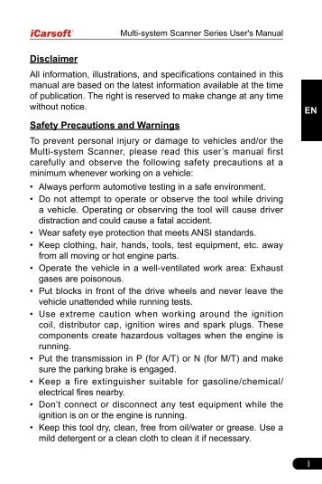 iCarsoft Scanner User Manual