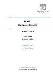 BEA651 Corporate Finance - University of Tasmania