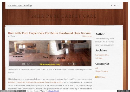  Hire 24Hr Pure Carpet Care For Better Hardwood Floor Service
