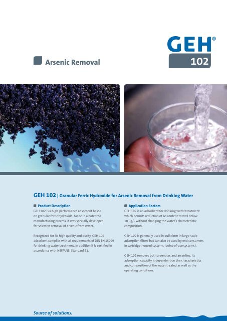 GEH 102| Granular Ferric Hydroxide for Arsenic Removal from ...