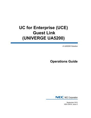 UNIVERGE UA5200 Guest Link - NEC Corporation of America