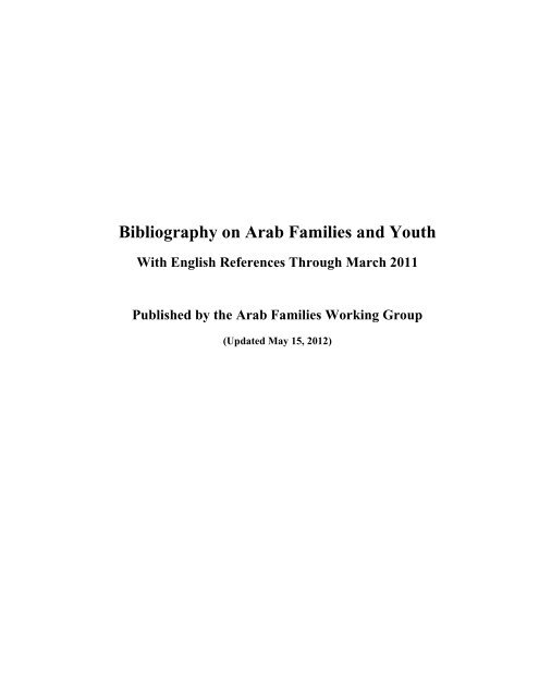Bibliography on Arab Families and Youth - Arab Families Working ...
