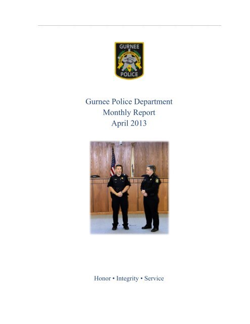 Gurnee Police Department Monthly Report April Village Of Gurnee