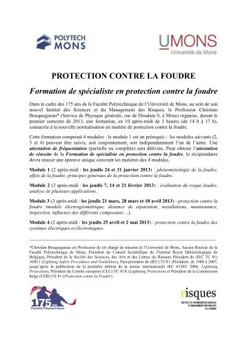 PROTECTION CONTRE LA FOUDRE Formation de spécialiste en ...