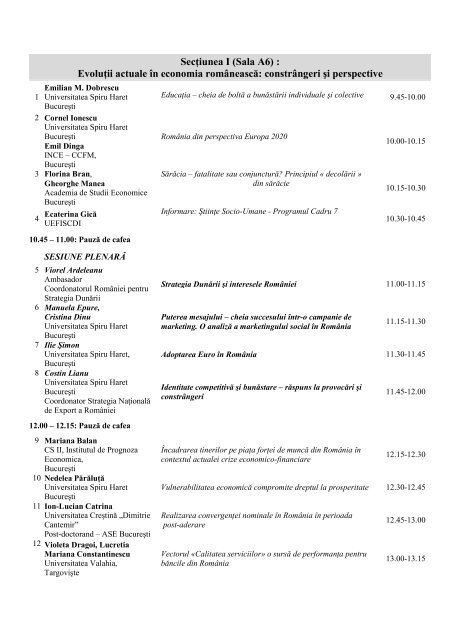 Program - Universitatea Spiru Haret