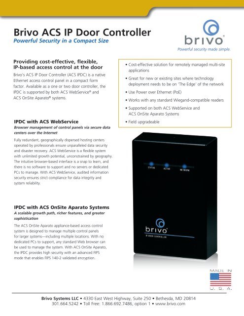 download flyer - Brivo Systems