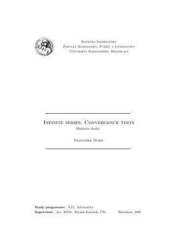 Infinite series: Convergence tests - Katedra informatiky - Univerzita ...