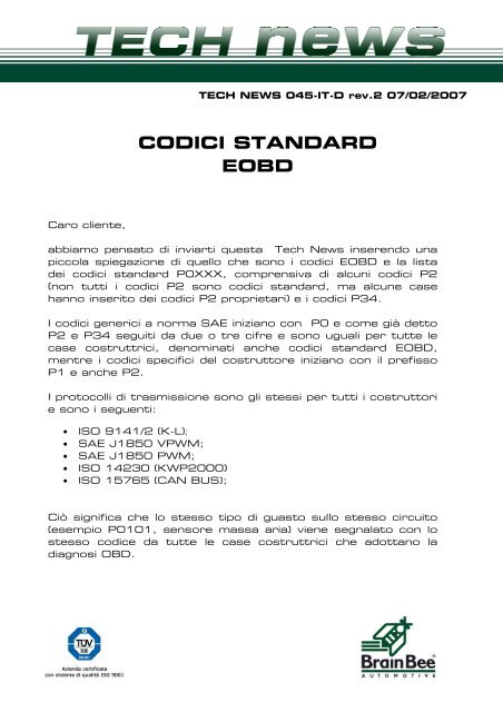 CODICI STANDARD EOBD - Auto Consulting