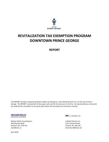 revitalization tax exemption program downtown prince george report