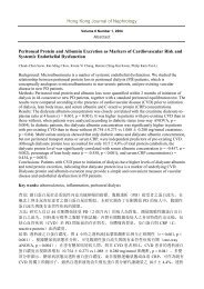 Hong Kong Journal of Nephrology Peritoneal Protein and Albumin ...