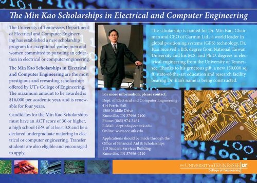 The Min Kao Scholarships in Electrical and Computer Engineering ...