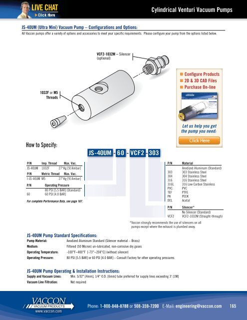 Cylindrical Venturi Vacuum Pumps