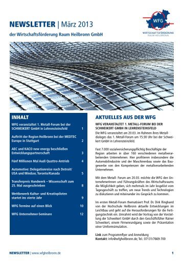 NEWSLETTER | MÃƒÂ¤rz 2013 - WirtschaftsfÃƒÂ¶rderung Raum Heilbronn ...