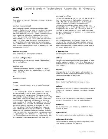 Level and Weight Glossary - Kistler-Morse