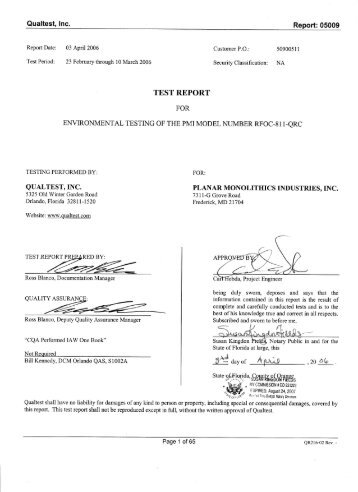 EMI / EMC Test Report on RFOC-811-QRC - Planar Monolithics ...