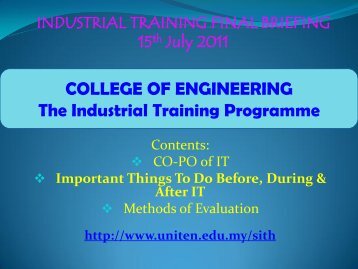 INDUSTRIAL TRAINING BRIEFING - Universiti Tenaga Nasional