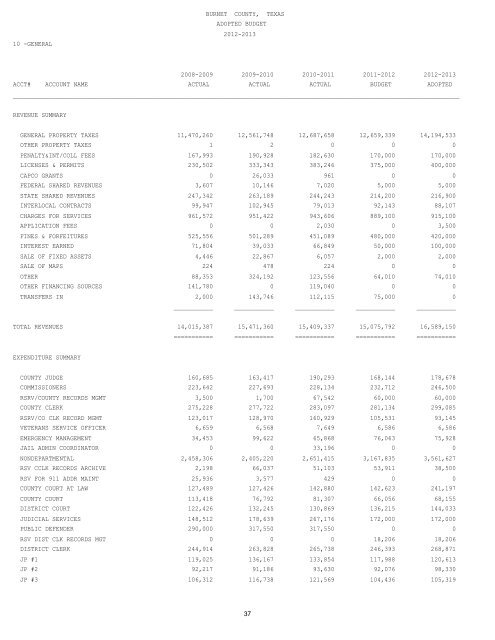 Annual Budget - Burnet County