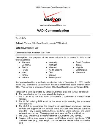 VADI Communication - Verizon