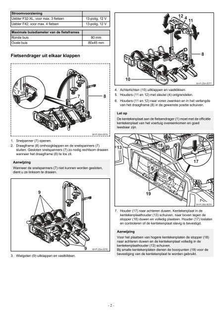 Montage- en gebruikshandleiding Fietsendrager voor ... - Uebler