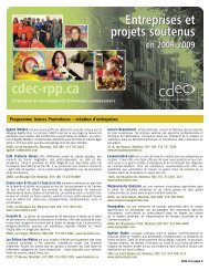 Entreprises et projets soutenus en 2008-2009 - Cdec-rpp.ca