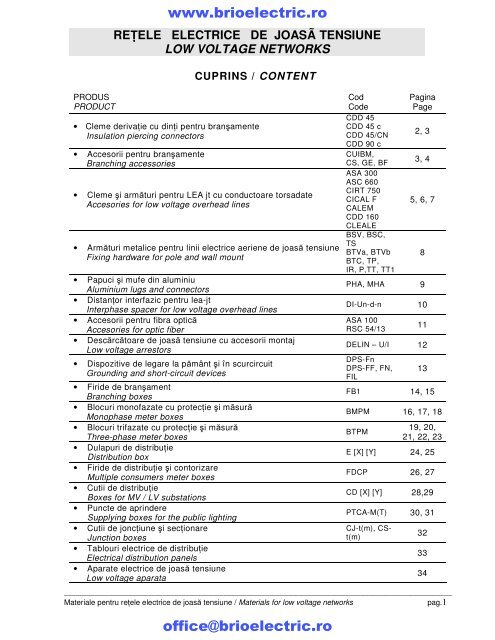 z. Echipamente joasa tensiune, CDD 45, CDD90 ... - BRIO ELECTRIC