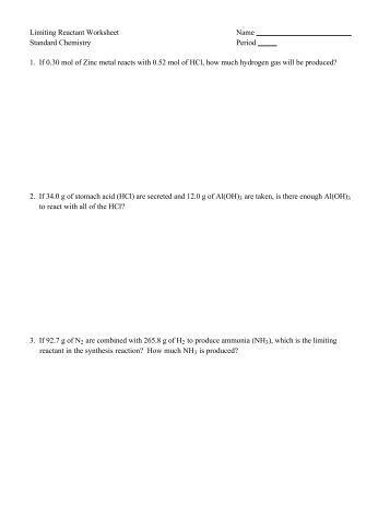 Printables Limiting Reactant Worksheet limiting reactant practice worksheet cwk