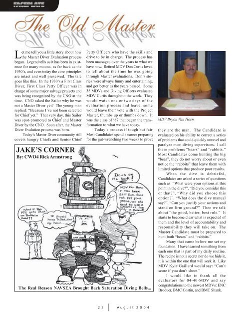 FACEPLATE FNL (April 2004) - Supervisor of Salvage and Diving