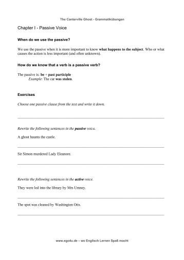 Worksheets 1000 Active Passive Sentences a make these sentences passive profeblog chapter i voice