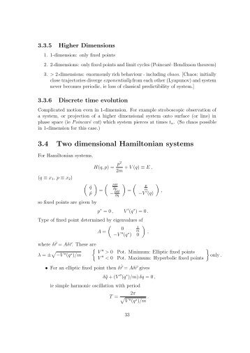 3.4 Two dimensional Hamiltonian systems