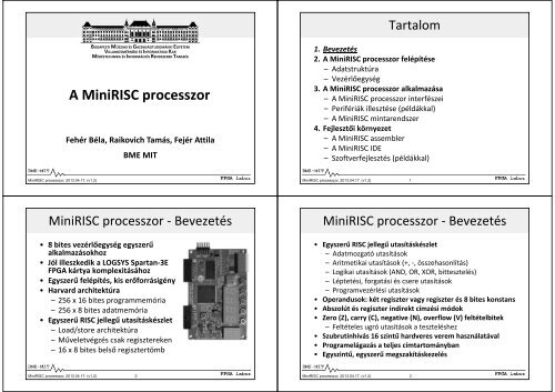 A MiniRISC processzor - MÃ©rÃ©stechnika Ã©s InformÃ¡ciÃ³s Rendszerek ...