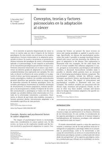 Conceptos, teorías y factores psicosociales en la adaptación al cáncer