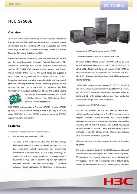 Starnet Data Design S7500E Datasheet (Core) - Starnet Data Design, Inc