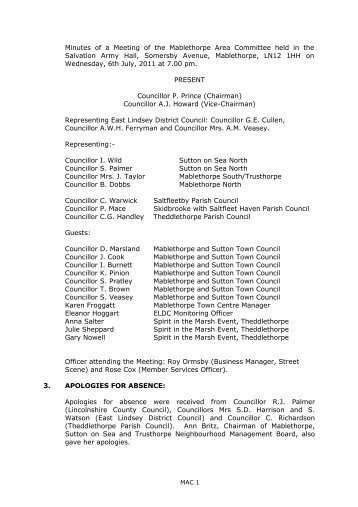 Minutes: PDF 71 KB - East Lindsey District Council