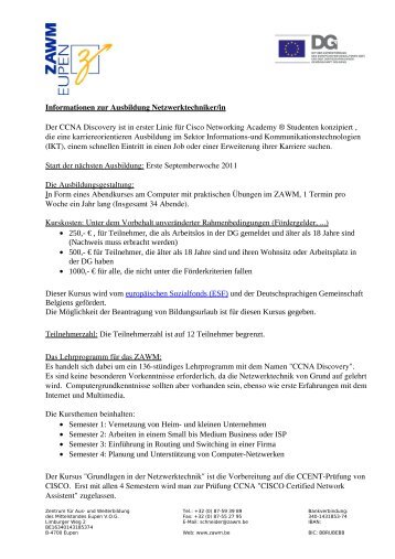 Informationen zur Ausbildung Netzwerktechniker/in Der ... - ZAWM